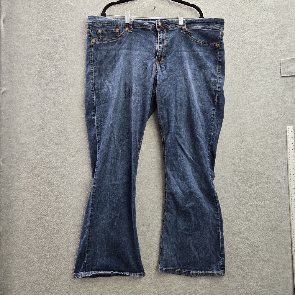 Source Of Wisdom Women Jeans 24 Blue Denim Slim Boot Embroidered 30" Inseam